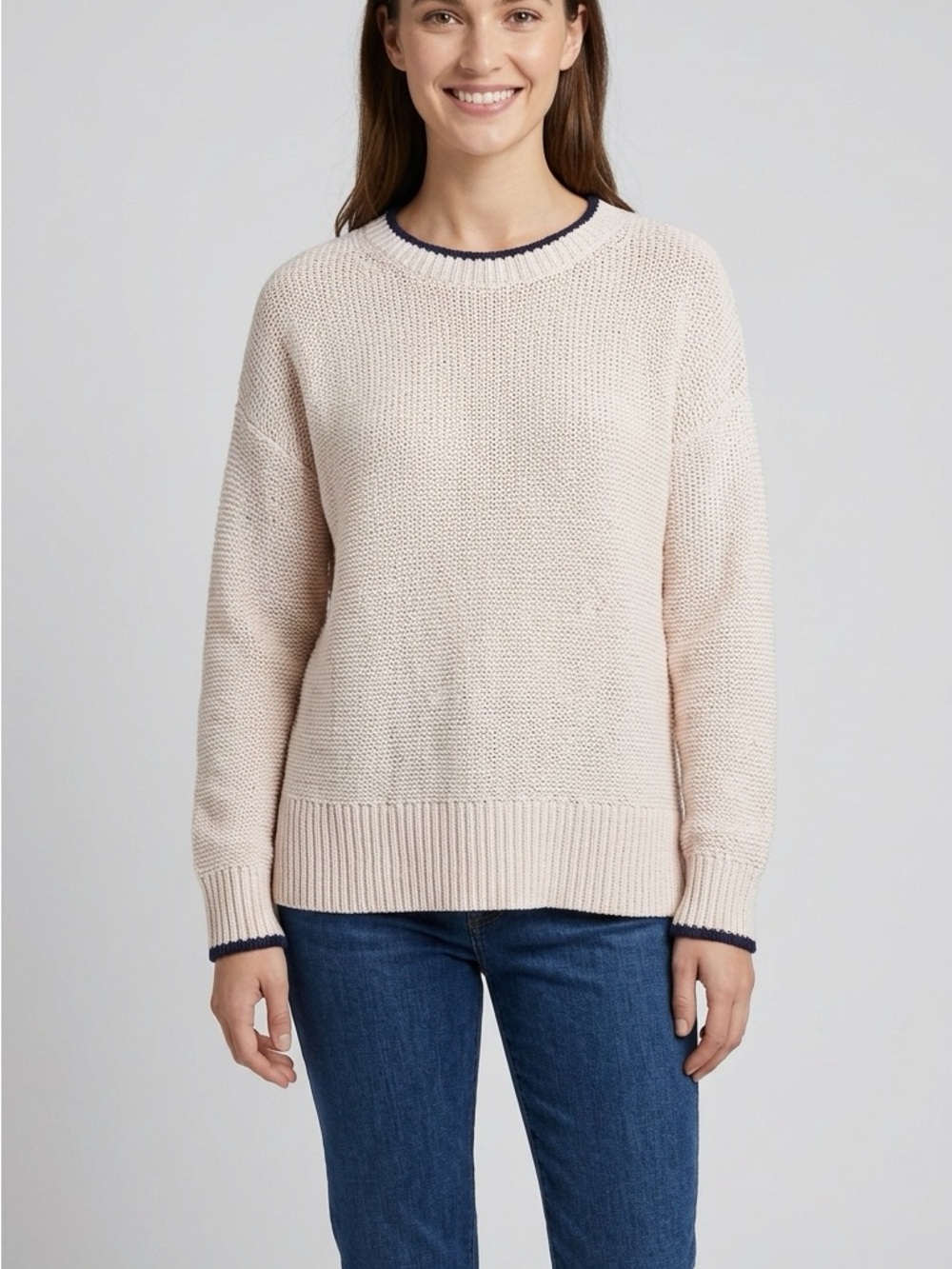 J. Crew Crewneck Sweater with Navy Trim